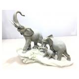 Large Lladro Elephants Walking Figurine. Damage