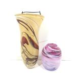Two Signed Art Glass Vases