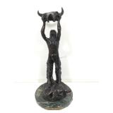 Bronze Sculpture 16in H. Calling The Buffalo.