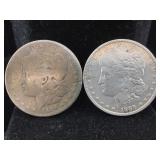 2-Silver Morgan Dollars