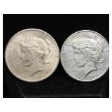 2-Silver Peace Dollars