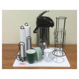 Cutting board with coffee Pump to serve carafe