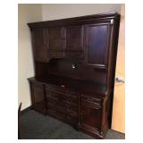 Wood Credenza w/hutch, approx 6 ft long