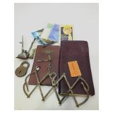 Vintage Antique items. Ledger, shears, lock and