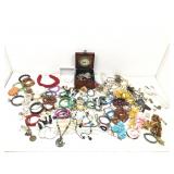 Assorted costume jewelry and more