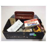 Trinket box with Metal paperweights, vintage