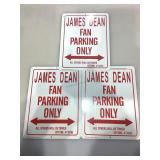 Metal signs. James Dean fan parking. 12x9.