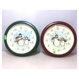 Snowman Christmas themed wall clocks.