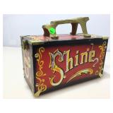 Shoe shine box w/brass piece on top