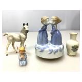 Lennox rosebud vase and other porcelain items.