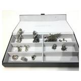 Assorted metal figurines. Dragons and more.