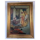 Framed Oil painting on canvas, approx 44 inches