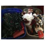 Two boxes Christmas decorations lights and more