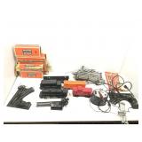 Lionel train tracks, engine and more.
