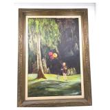 painting on canvas. Framed to 32x44. Boy with