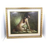 20x30 Nude oil by Johnson framed to 31.5x37.5.