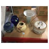 Assorted glass and ceramic vases and Pots