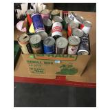 Box of collectible beer cans