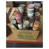 Box of collectible beer cans