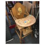 Wood high chair w/lift tray