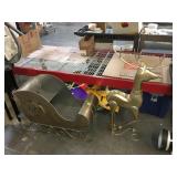 Metal Sleigh w/reindeer, approx 3 ft long