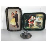 MCM pelican pincherette ashtray and metal trays.