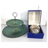Lidded decanter in presentation box and two tier