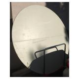 Leather wrap table top (has a rip, see photos),