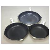 Le Creuset Enameled Cast Iron 3pc. Skillet Set.