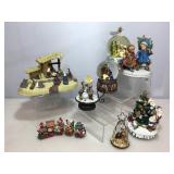 Collection of Christmas Music Boxes, Snow Globes,