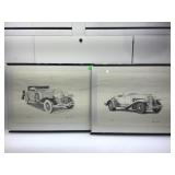 Pair of Bruce Vernon LE Car Prints. Framed to