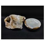 Pair of Polished Amber Colored Crystals. One