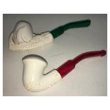 2 Meerschaum pipes, approx 5 inches long
