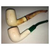 2 Meerschaum pipes, approx 5 inches long (one