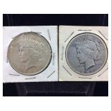 2- Silver Peace Dollars