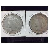 2- Silver Peace Dollars
