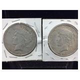 2- Silver Peace Dollars