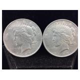 2- Silver Peace Dollars