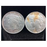 2- Silver Peace Dollars