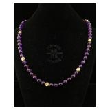 14K Gold Necklace with lavender beads 28"