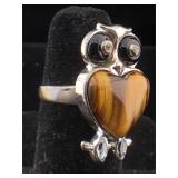 Sterling Owl ring sz 7