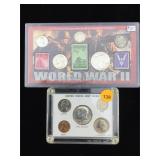 Silver coin collections in cases