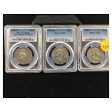 1958d 62d 53d Silver Half dollars PCGS cased