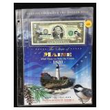 Colorized $2 Bill MAINE