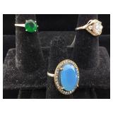 3-Sterling Gemstome silver rings