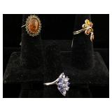 3-Sterling Gemstome silver rings