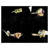4-Sterling Gemstone silver rings