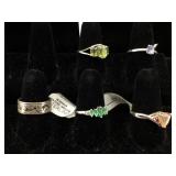 5-Sterling Gemstone silver rings