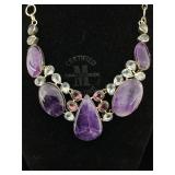 Sterling Large Amethest Gemstone necklace