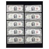 10-Collectible $2 Notes